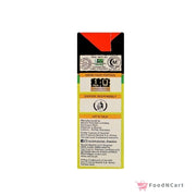 Product packaging with labels and text on a white background