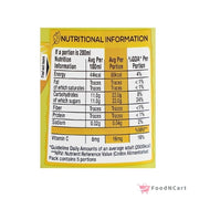 Nutritional information label on a product packaging with yellow border