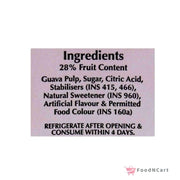 Ingredients label with text on a white background