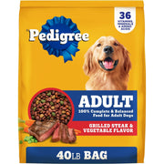 Pedigree Complete Nutrition Grilled Steak & Vegetable Flavor Dog Kibble Adult Dry Dog Food, 40-lb bag