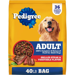 Pedigree Complete Nutrition Grilled Steak & Vegetable Flavor Dog Kibble Adult Dry Dog Food, 40-lb bag