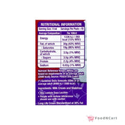 Nutritional information label on a white background with 'FoodNCart' logo.